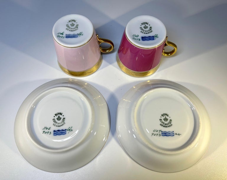 Pair of Royal Copenhagen Bone China Demitasse Cups and Saucers circa