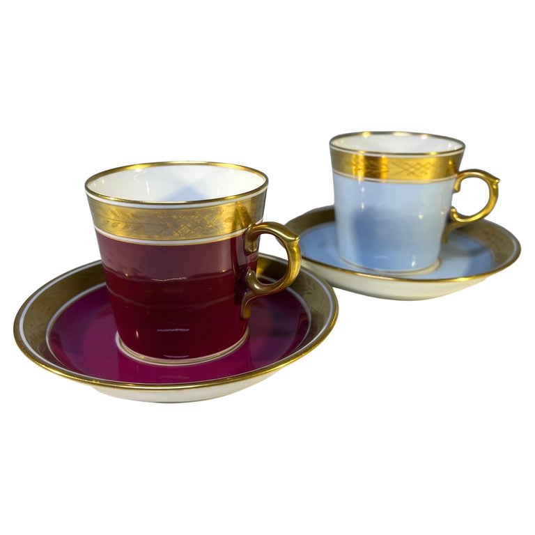 Pair of Royal Copenhagen Bone China Demitasse Cups and Saucers, Circa