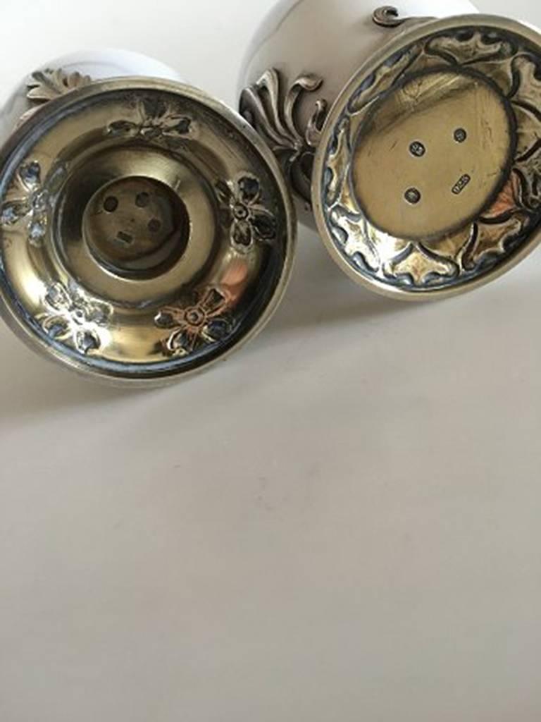 Art Nouveau Pair of Royal Copenhagen Eggs with A. Michelsen Sterling Silver Mountings For Sale