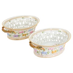 Pair of Royal Copenhagen Flora Danica Porcelain Fruit Baskets