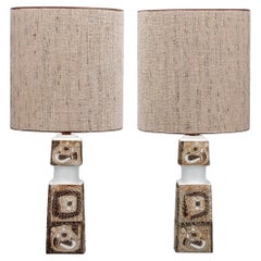 Pareja de lámparas de mesa Royal Copenhagen Nils Thorssen "Baca", pantallas personalizadas