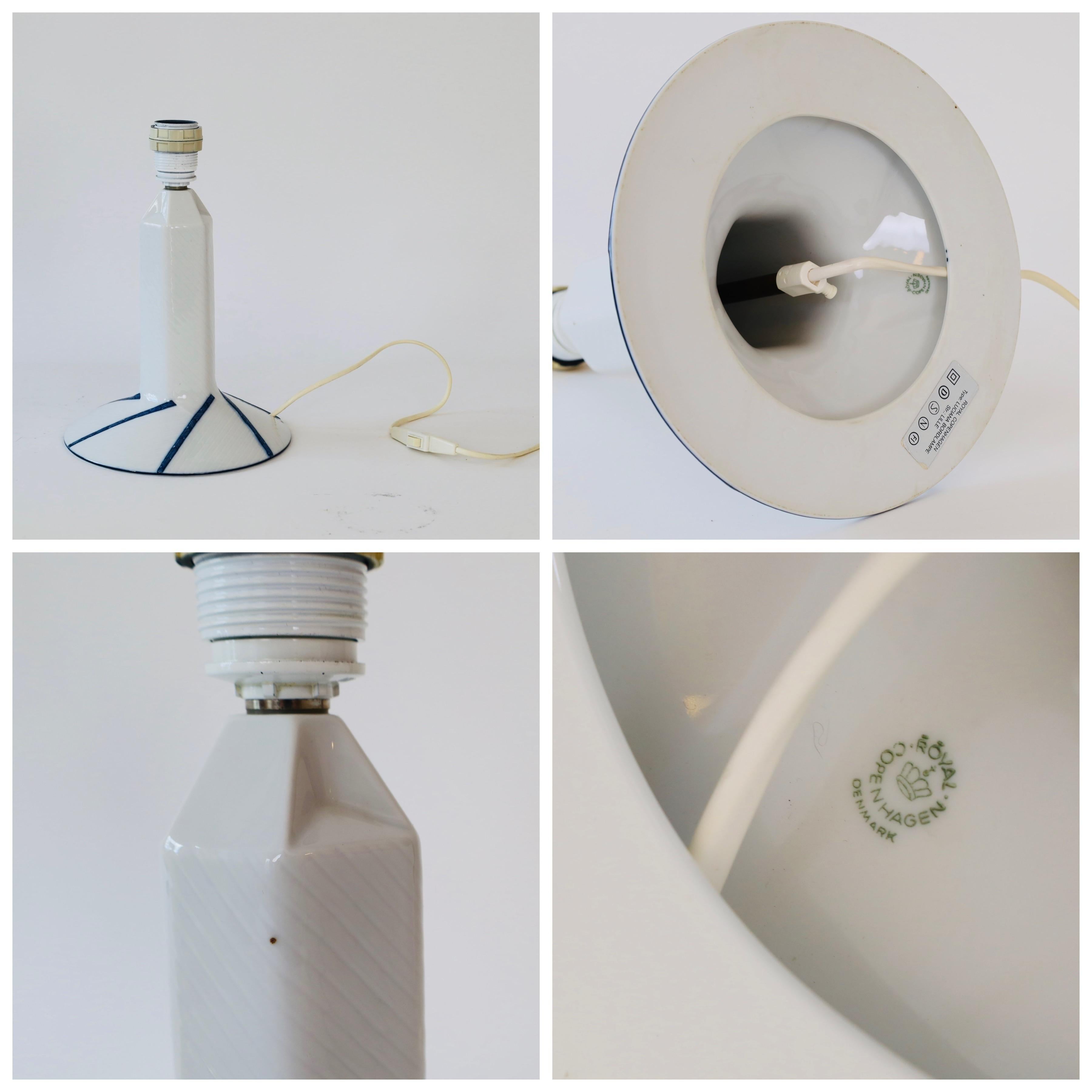 Pair of Royal Copenhagen Porcelain Table Lamps, Denmark For Sale 7