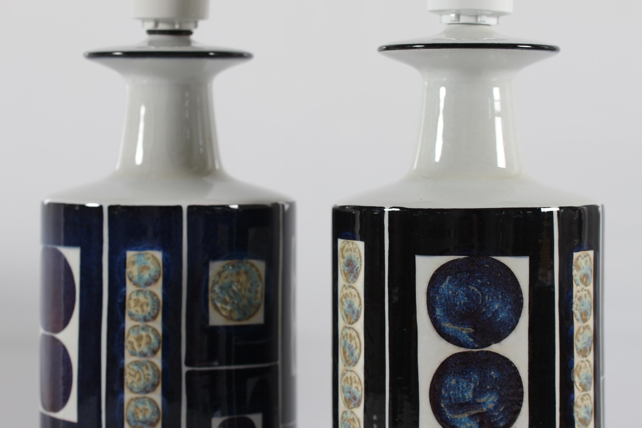 Pair of Royal Copenhagen Table Lamps by Inge-Lise Koefoed, Danish Ceramic, 1960s For Sale 6