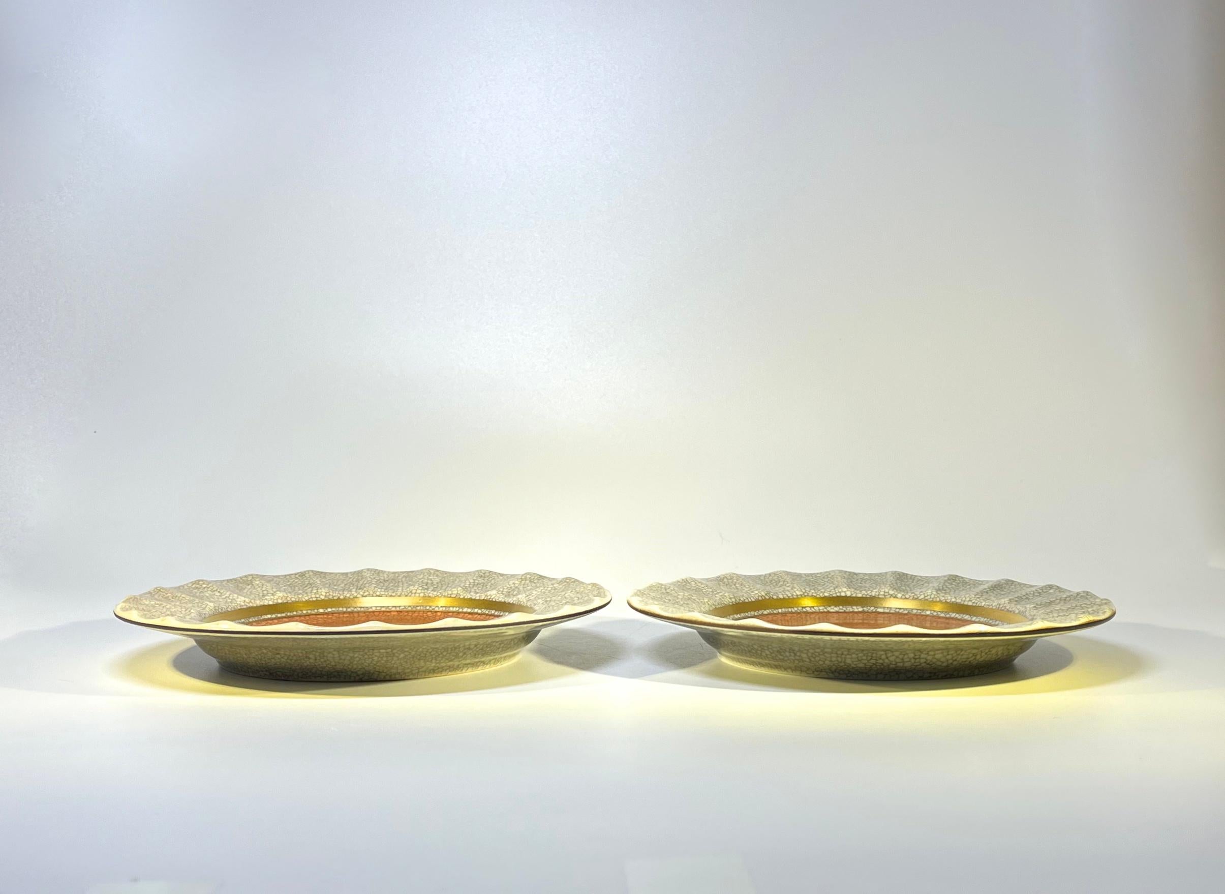 Pair of Royal Copenhagen, Thorkild Olsen Terracotta Crackle Glazed Plates, c1956 In Excellent Condition In Rothley, Leicestershire