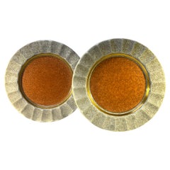 Pair of Royal Copenhagen, Thorkild Olsen Terracotta Crackle Glazed Plates, c1956