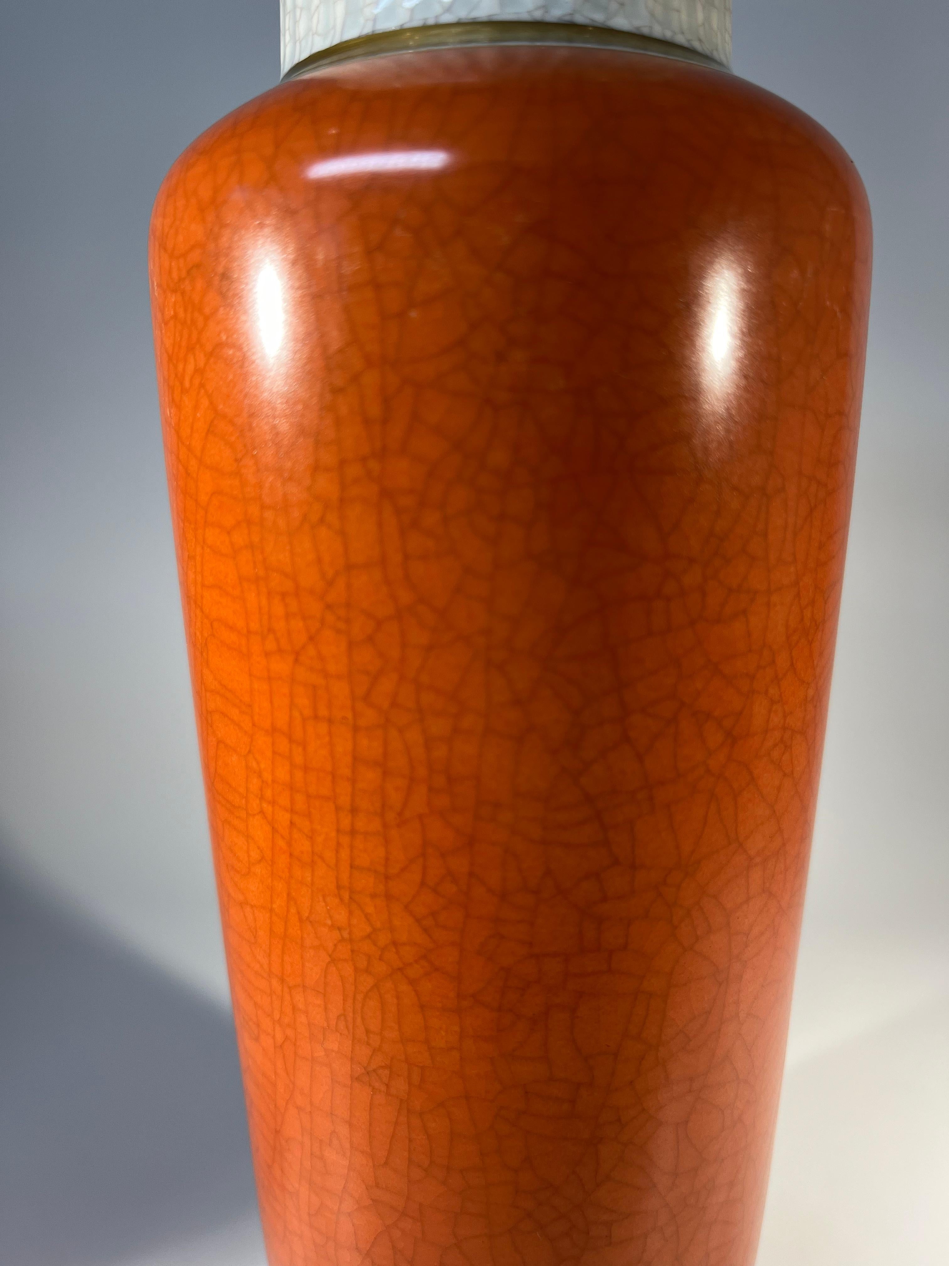 Pair Of Royal Copenhagen Thorkild Olsen Terracotta Crackle Glazed Vases  #3031 For Sale 2