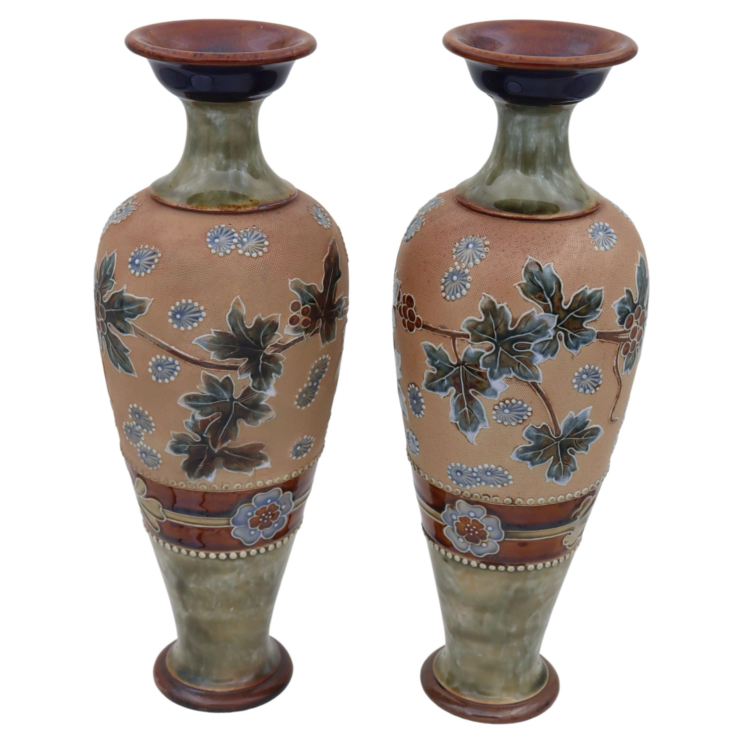 Pair of Royal Doulton Chine Ware vases For Sale