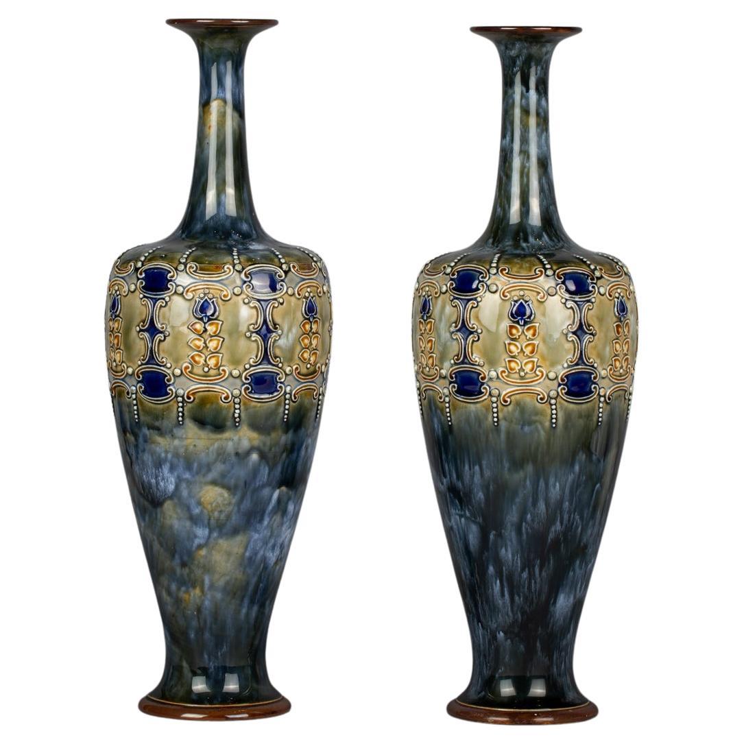 Pair of Royal Doulton Stoneware Vases, Early 20th Century For Sale