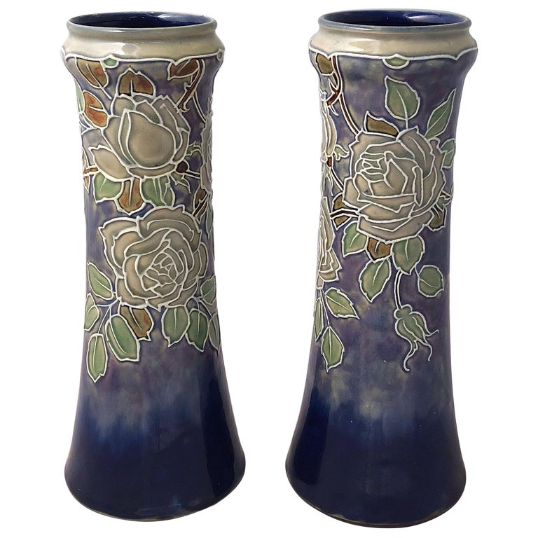Pair of Royal Doulton Vases from the Arts and Crafts Period, 'Priced as a Pair' For Sale at 1stDibs