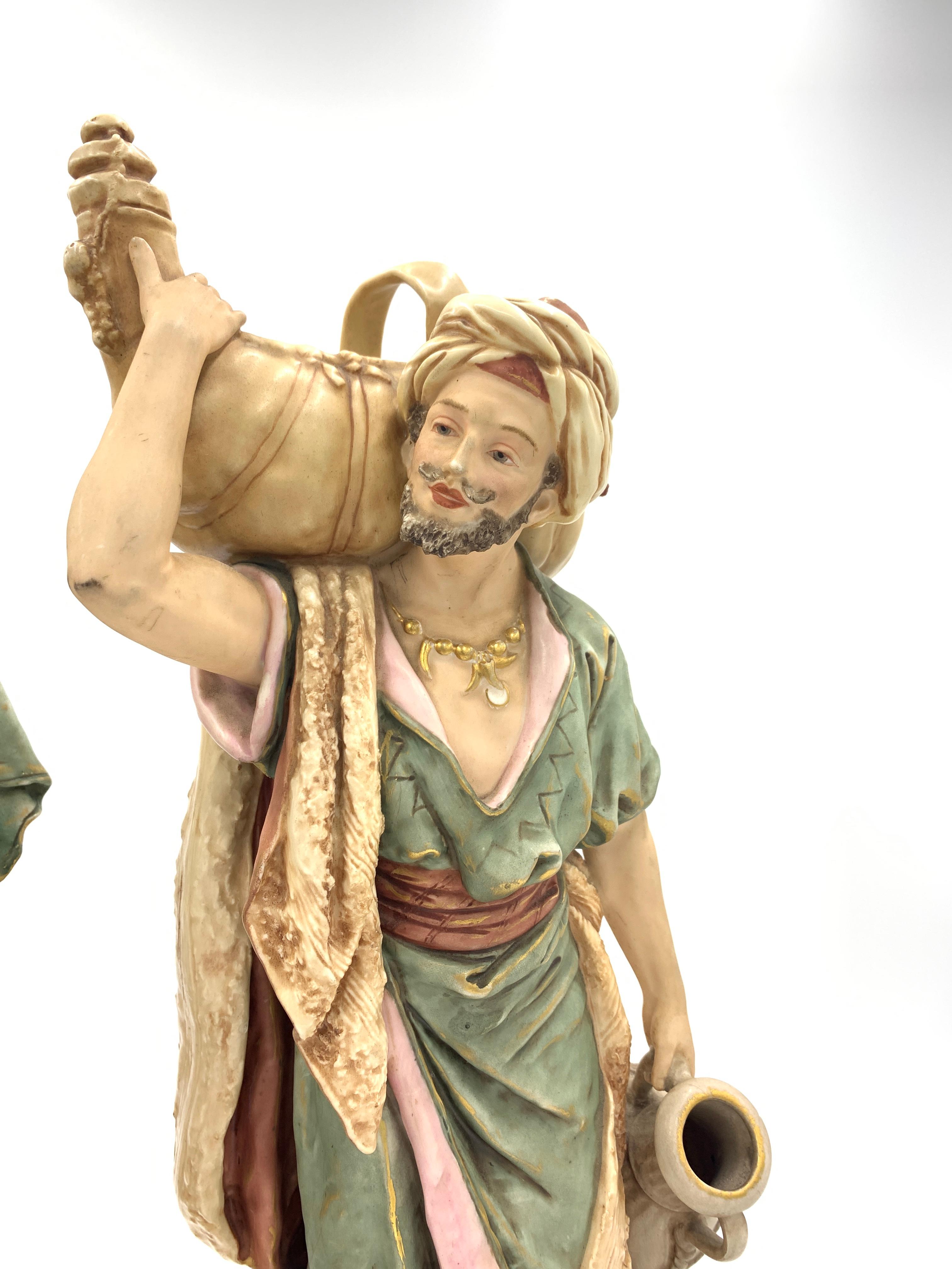 20th Century Pair of Royal Dux Bohemia Porcelain Figures For Sale