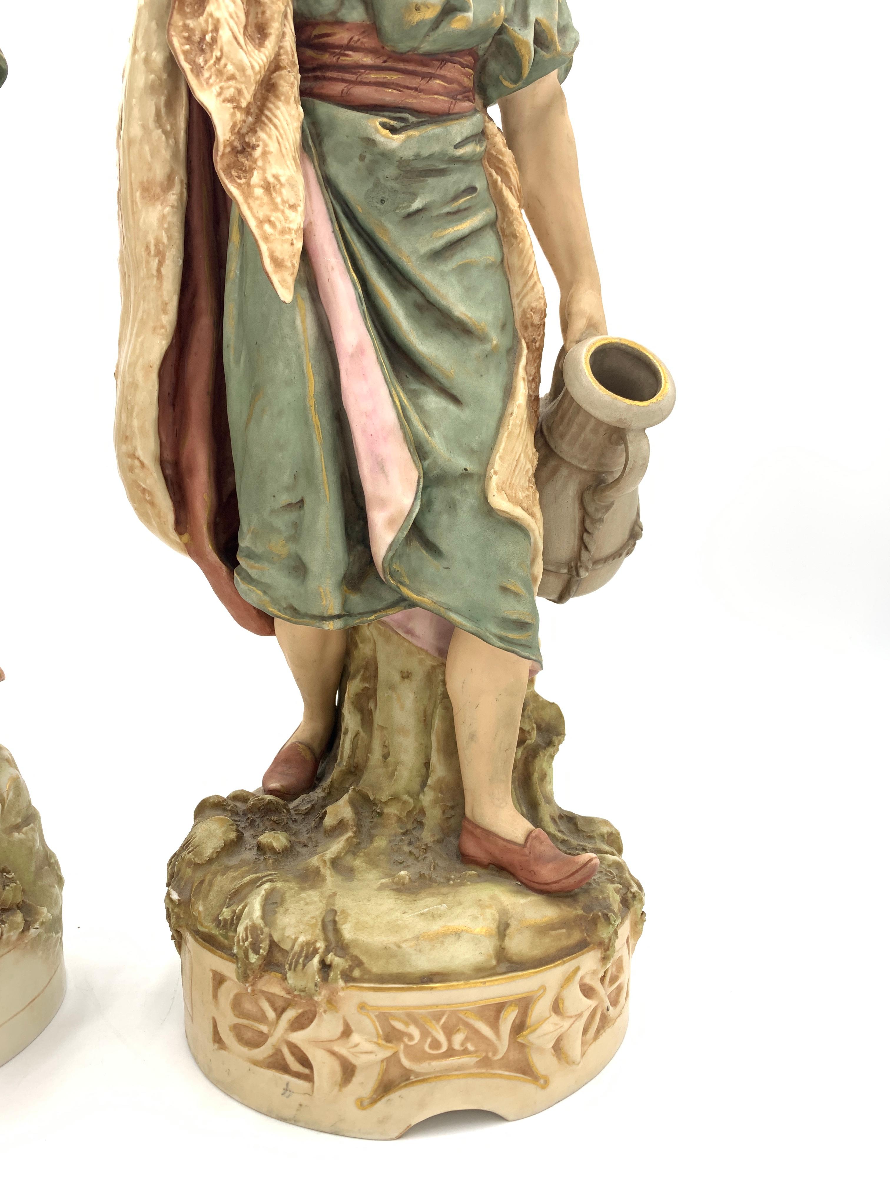 Pair of Royal Dux Bohemia Porcelain Figures For Sale 1