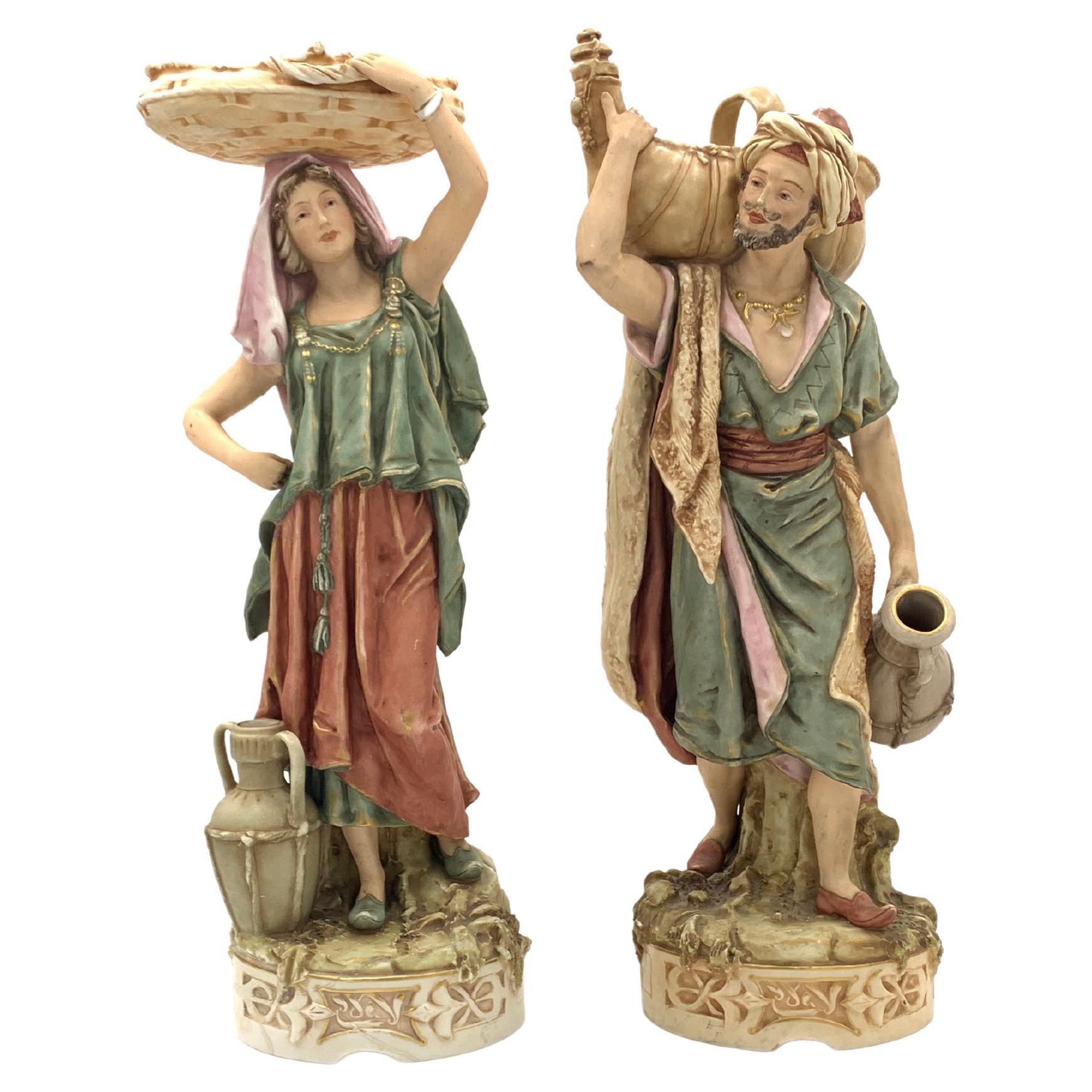 Pair of Royal Dux Bohemia Porcelain Figures For Sale