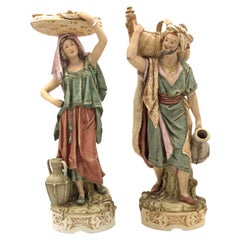Pair of Royal Dux Bohemia Porcelain Figures