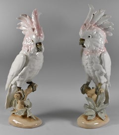 Pair of Royal Dux Czech Porcelain Cockatoos