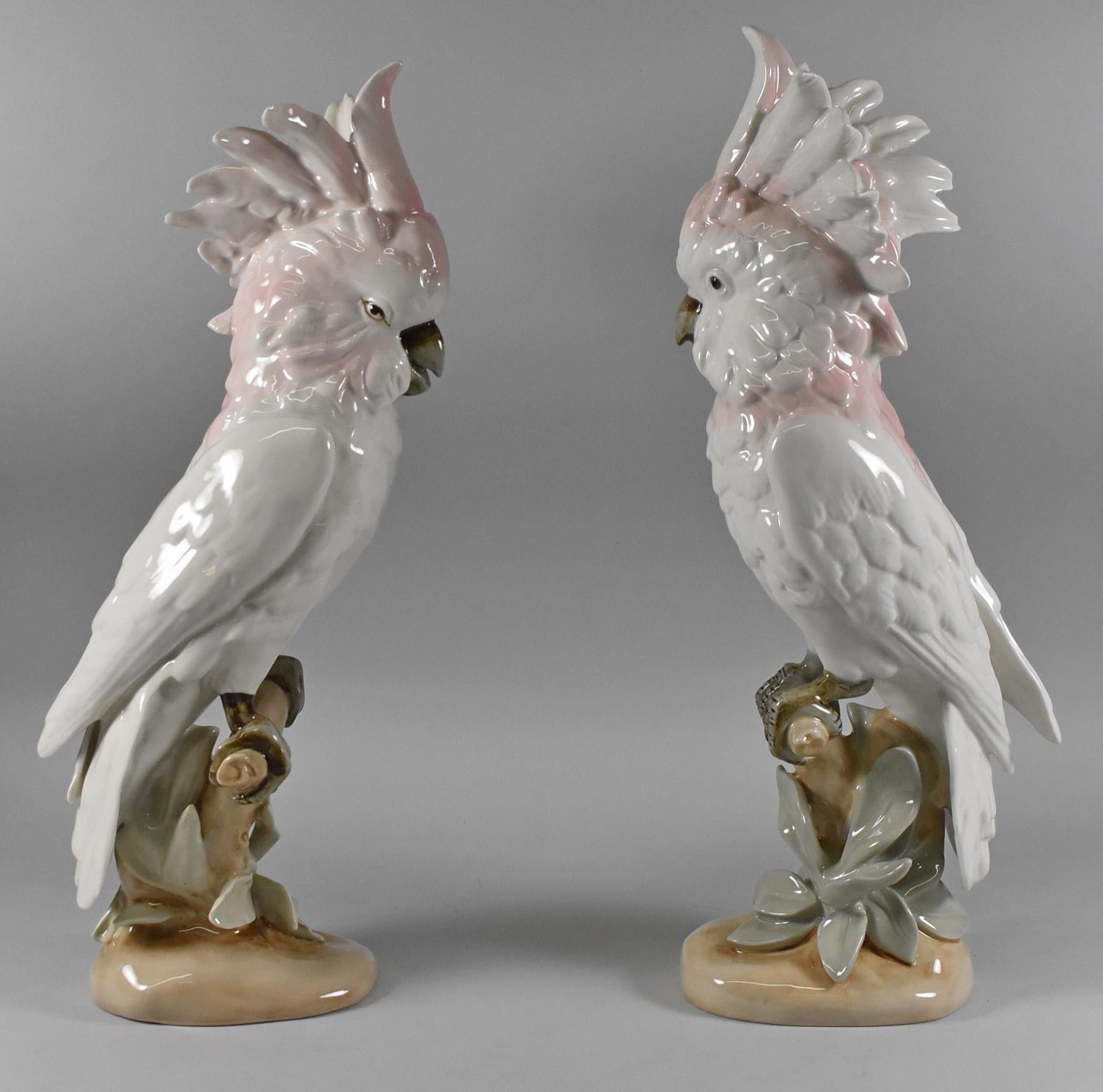 Ceco Coppia di cacatua in porcellana ceca Royal Dux in vendita