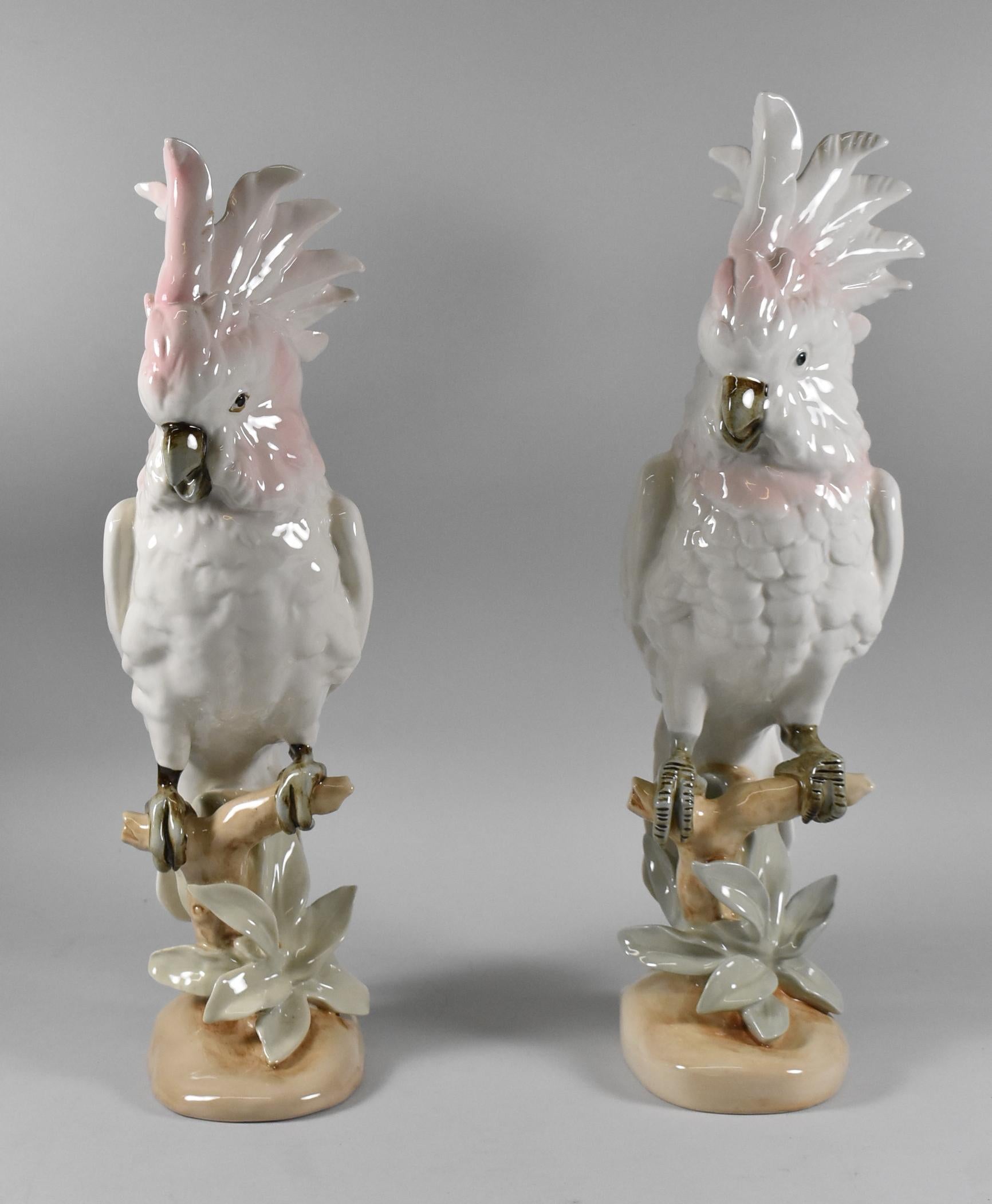 Coppia di cacatua in porcellana ceca Royal Dux In condizioni buone in vendita a Toledo, OH