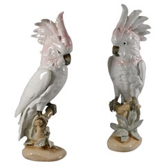 Pareja de cacatúas de porcelana checa Royal Dux