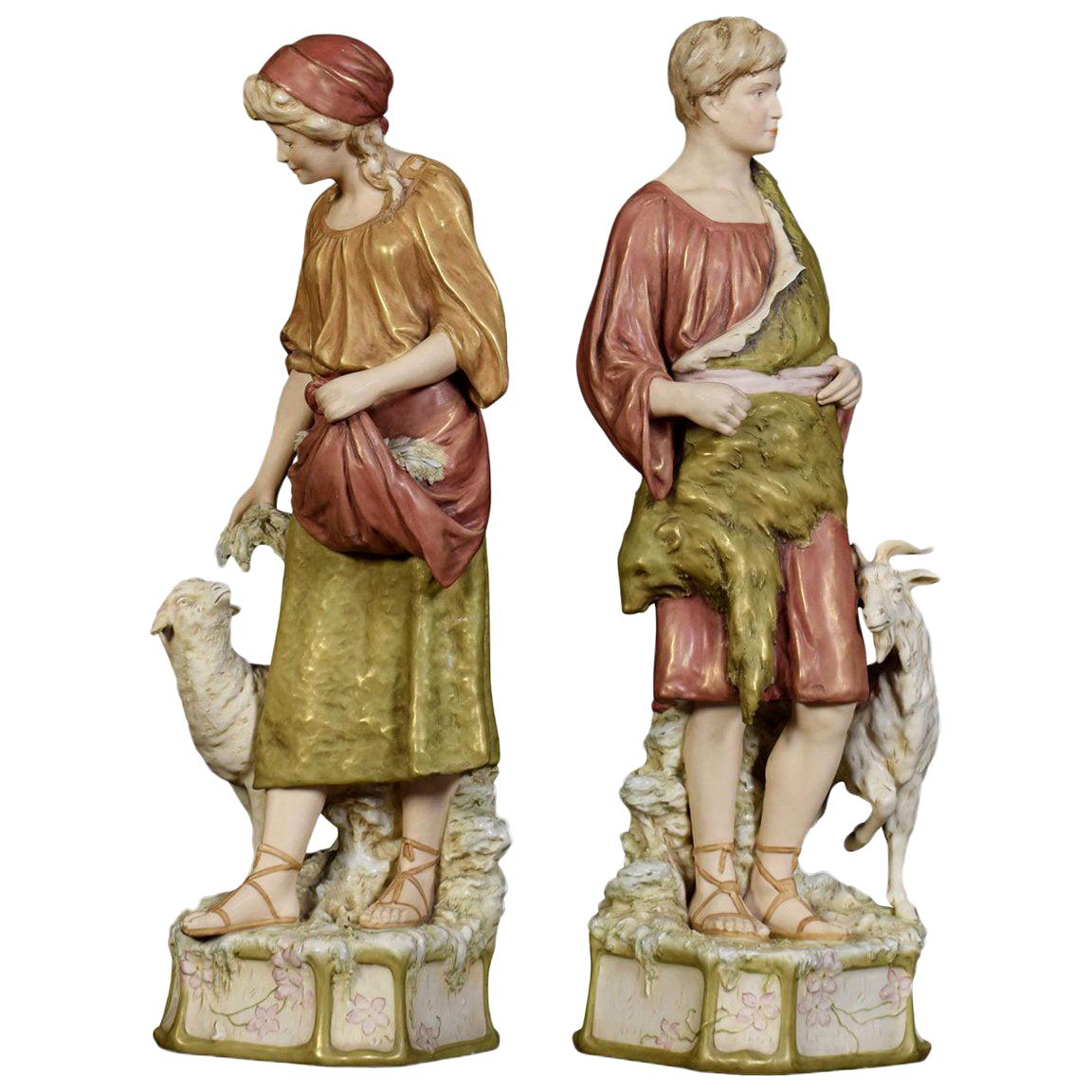 Pair of Royal Dux Porcelain Figures For Sale