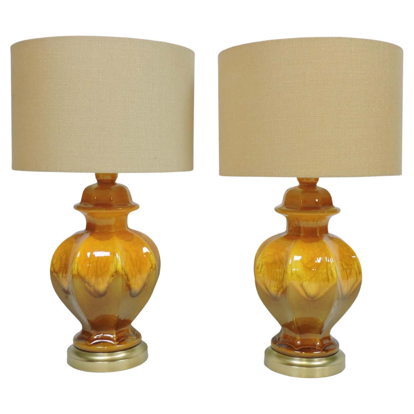 Pair of Royal Haeger MidCentury Modern Ceramic Drip Table Lamps For