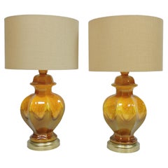 Pair of Royal Haeger Mid-Century Modern Ceramic Drip Table Lamps