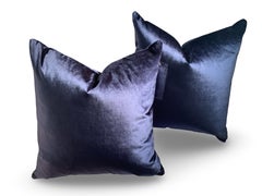 Pair of Royal Navy Blue Velvet High End "Miu Miu Mirage" Pillows