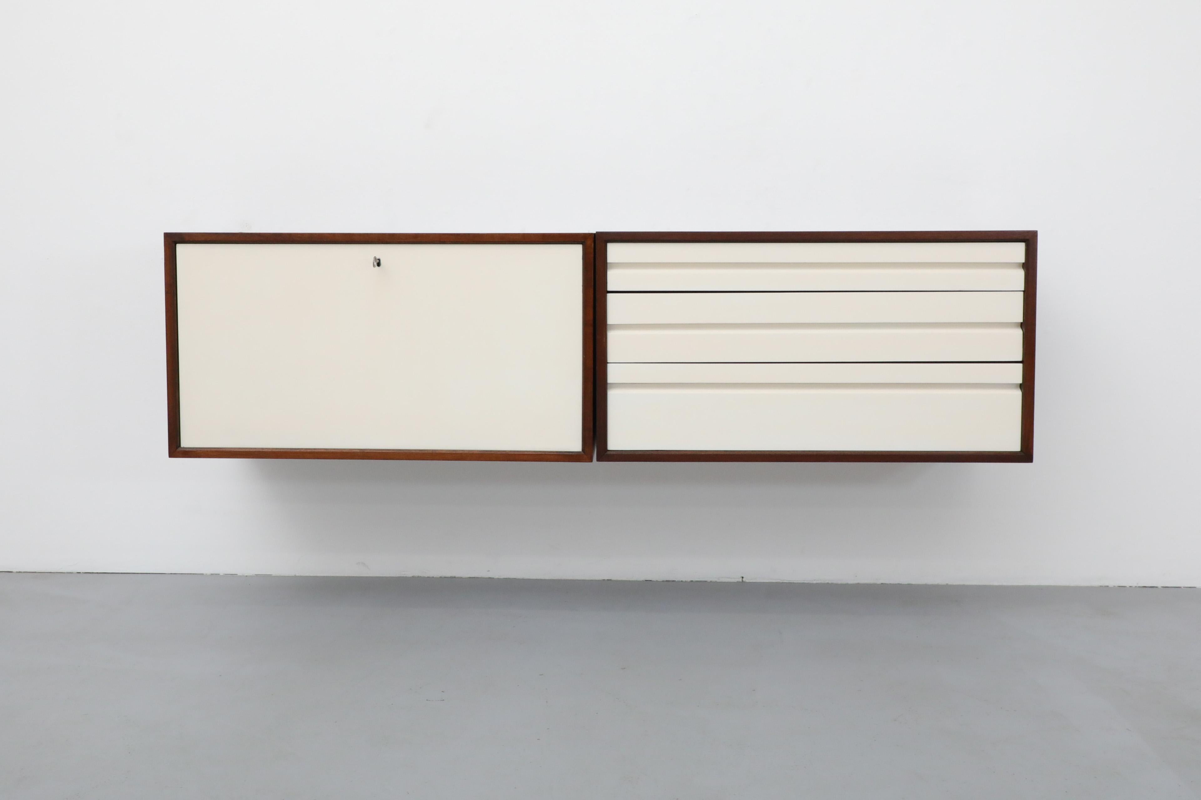 Pair of Royal System Wall Mounted Cabinets by Poul Cadovius w/ Dark Teak Frames For Sale 13