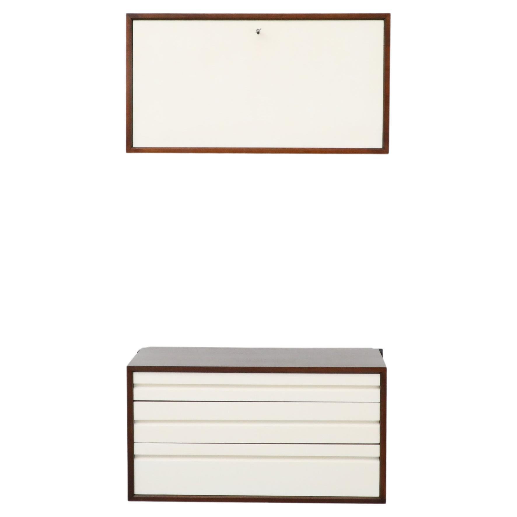 Pair of Royal System Wall Mounted Cabinets by Poul Cadovius w/ Dark Teak Frames For Sale