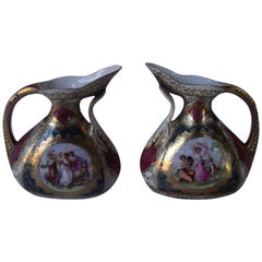 Pair of Royal Vienna Pitchers, Vases, Beehive Marked