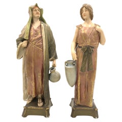 Antique Pair of Royal Vienna Porcelain Figurines Man & Woman