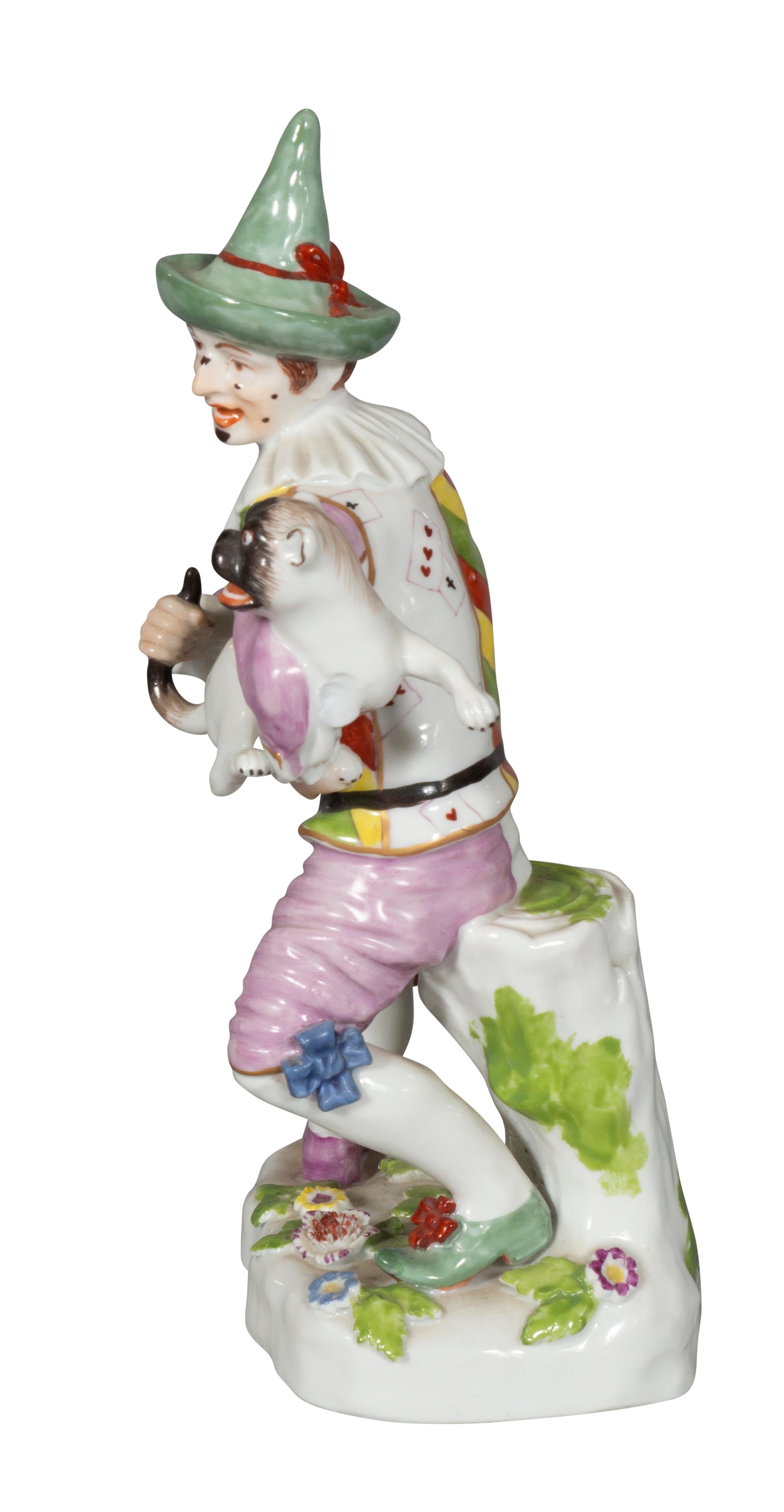 Pair of Royal Vienna Porcelain Figurines of Harlequins In Good Condition In Essex, MA