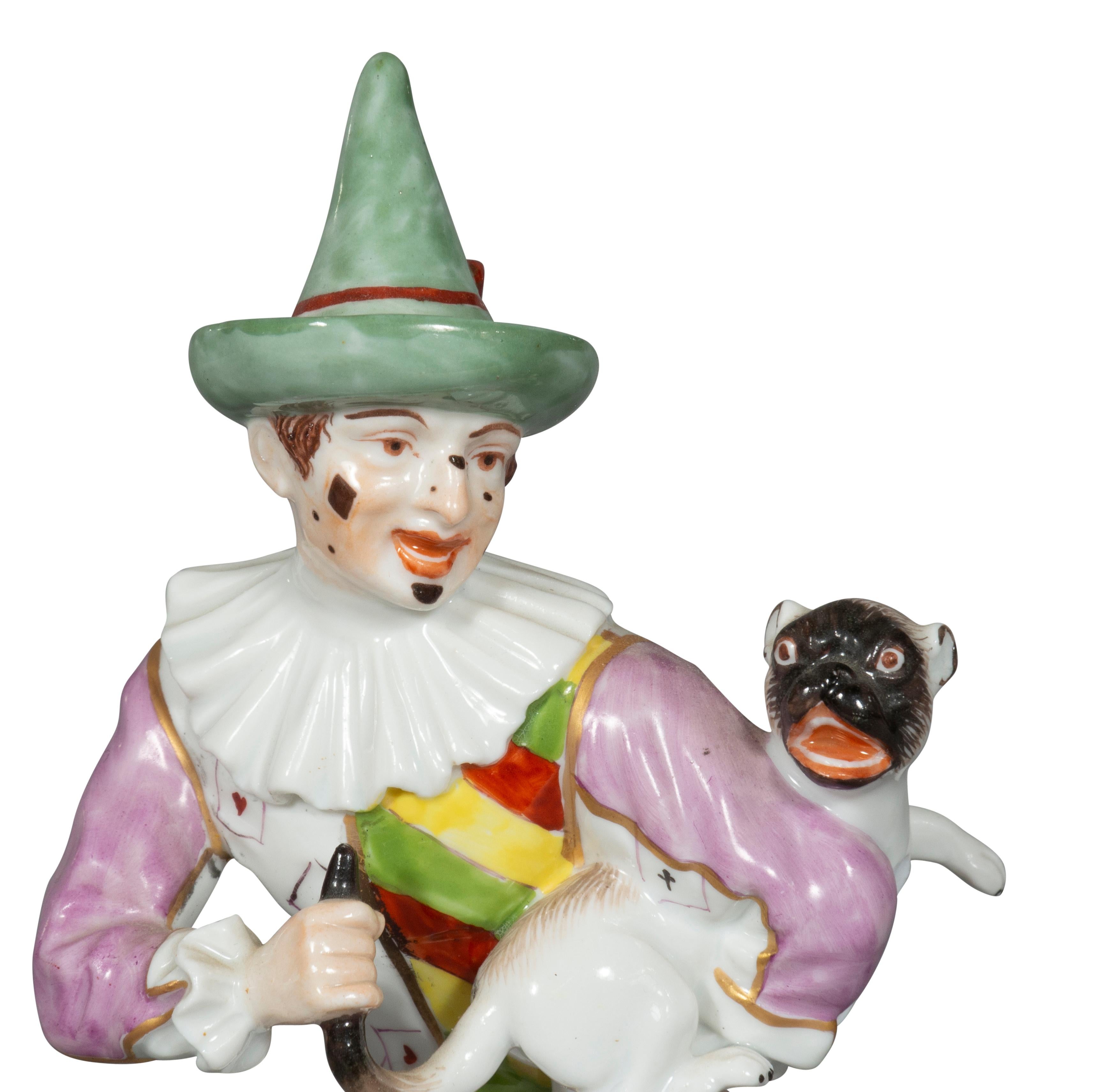 18th Century Pair of Royal Vienna Porcelain Figurines of Harlequins