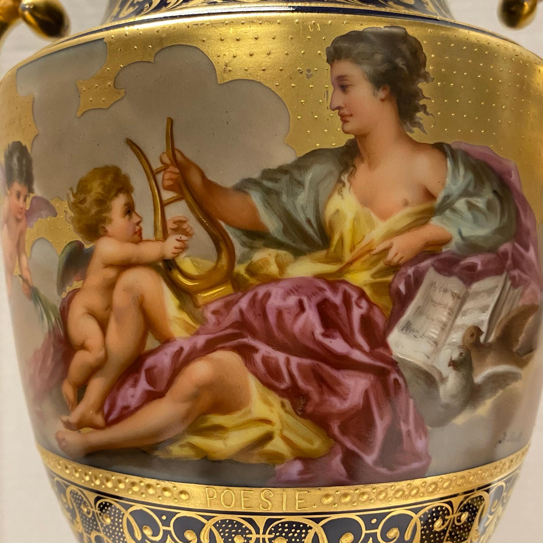 Pair of Royal Vienna Porcelain Urns In Good Condition In New York, NY