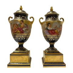 Pair of Royal Vienna Porcelain Urns