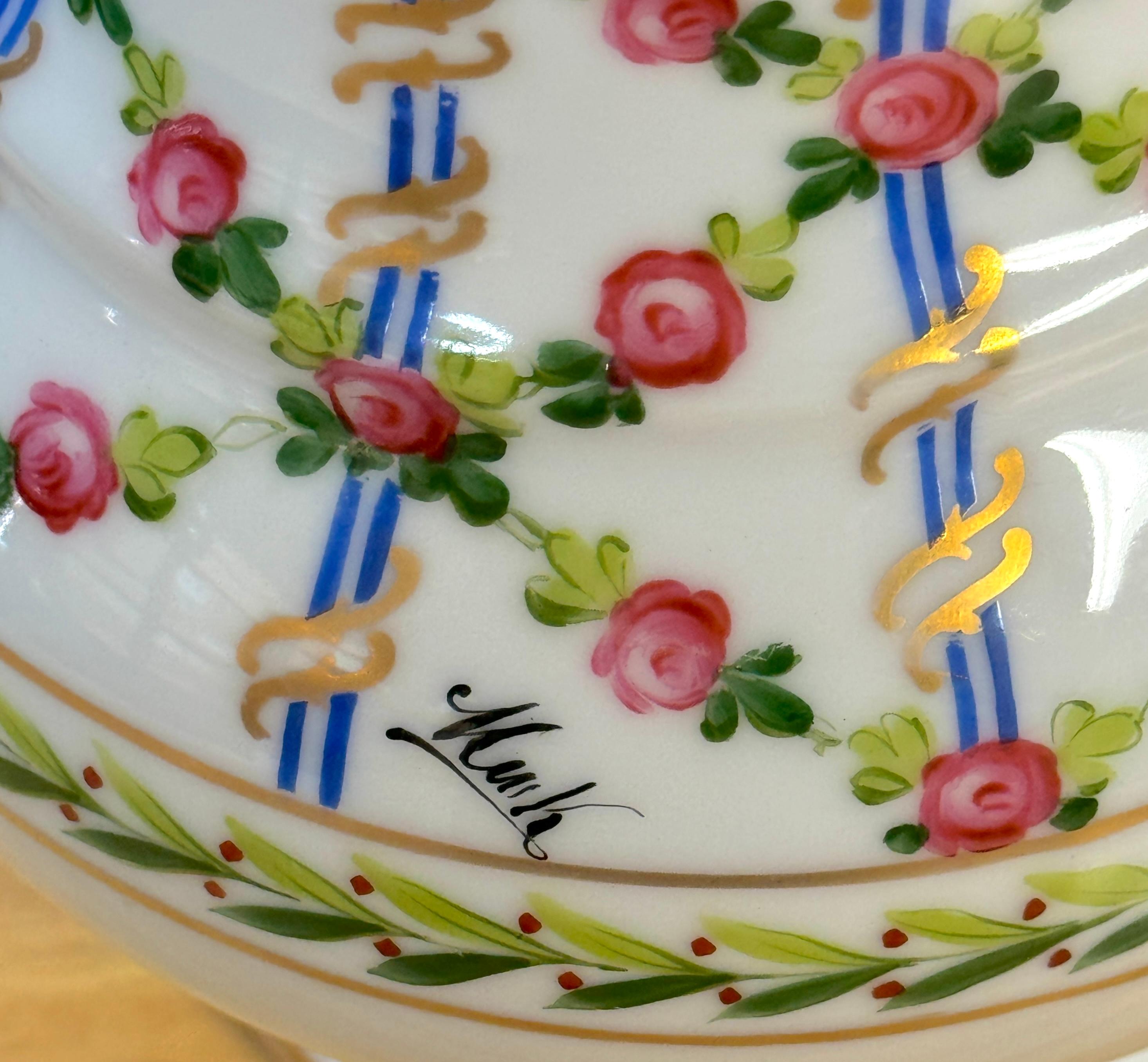 Pair of Royal Vienna Sevres Style Floral Trellis Vases, Artist Signed 'Nash' in vendita 3