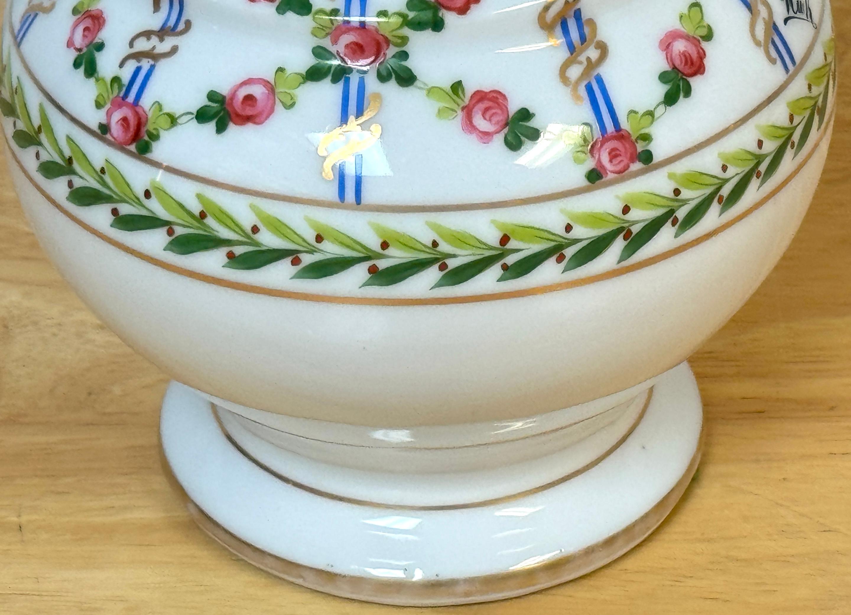 Pair of Royal Vienna Sevres Style Floral Trellis Vases, Artist Signed 'Nash' in vendita 6