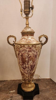 Pair of Royal Vienna Style Lamps with Bronze Mounts