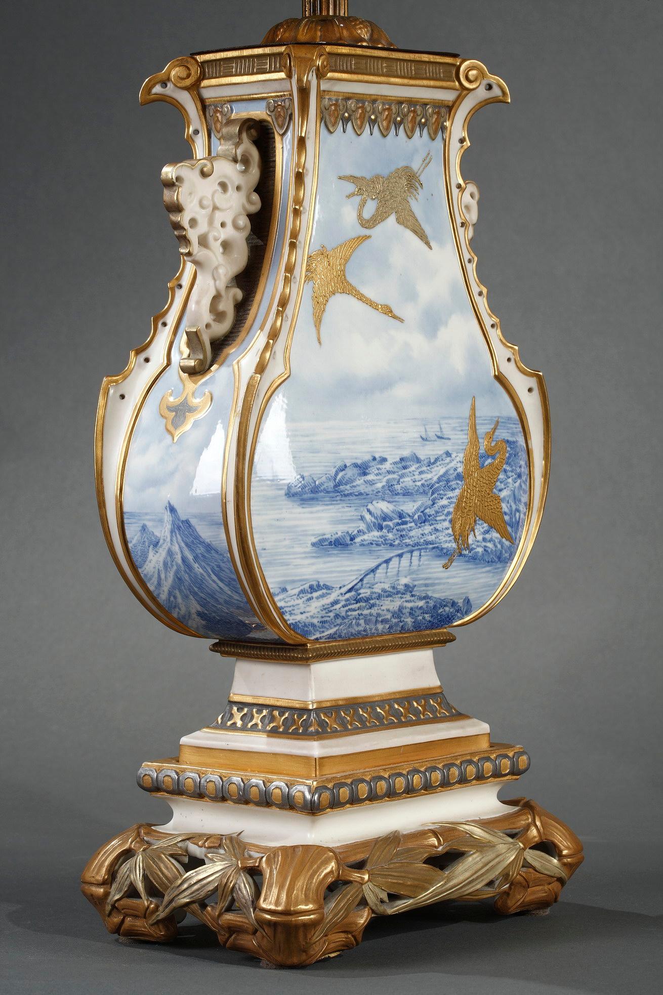 Pair of Royal Worcester Porcelain Lamp-Mounted Vases, England, 1877 2
