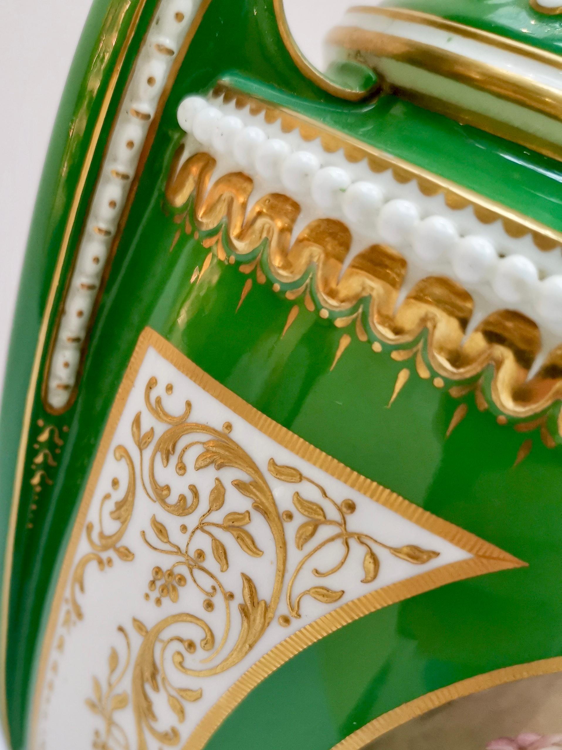 Royal Worcester 2 Porcelain Vases, Green Floral, Signed William Hawkins, 1907 4