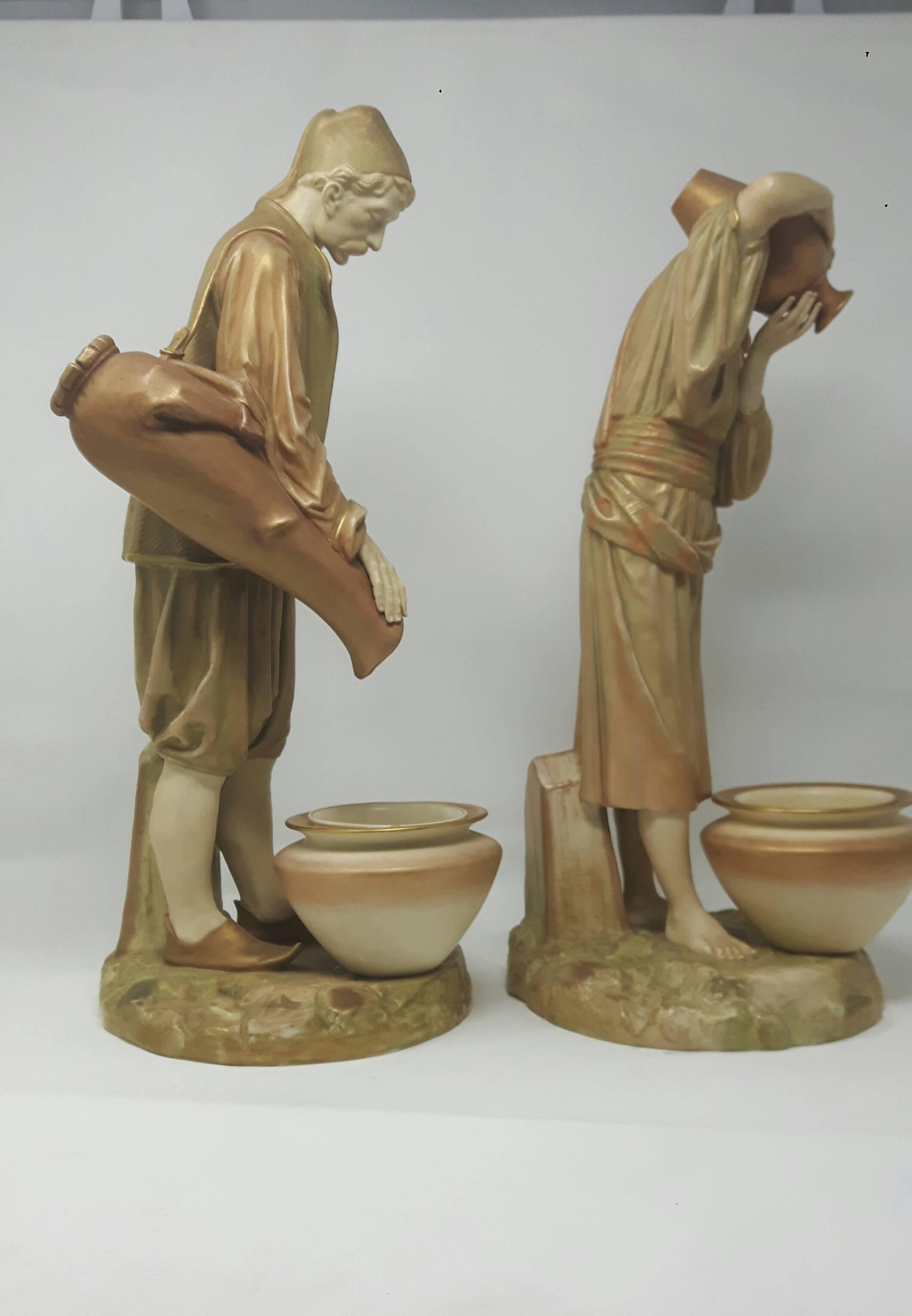 English Pair of Royal Worcester Water Carriers For Sale
