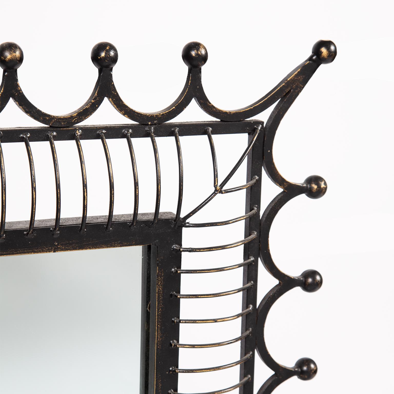Mid-Century Modern Pair of Wrought Iron Frame Mirrors For Sale