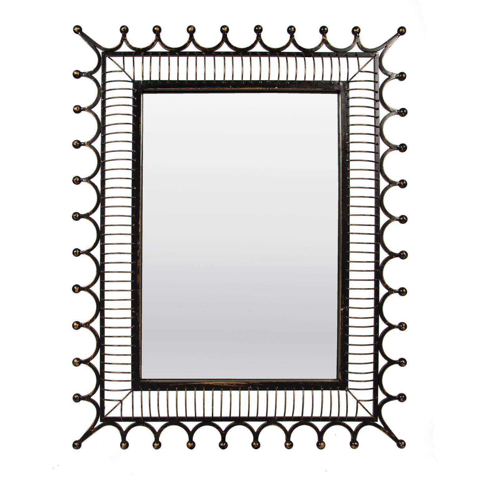 Painted Pair of Wrought Iron Frame Mirrors For Sale