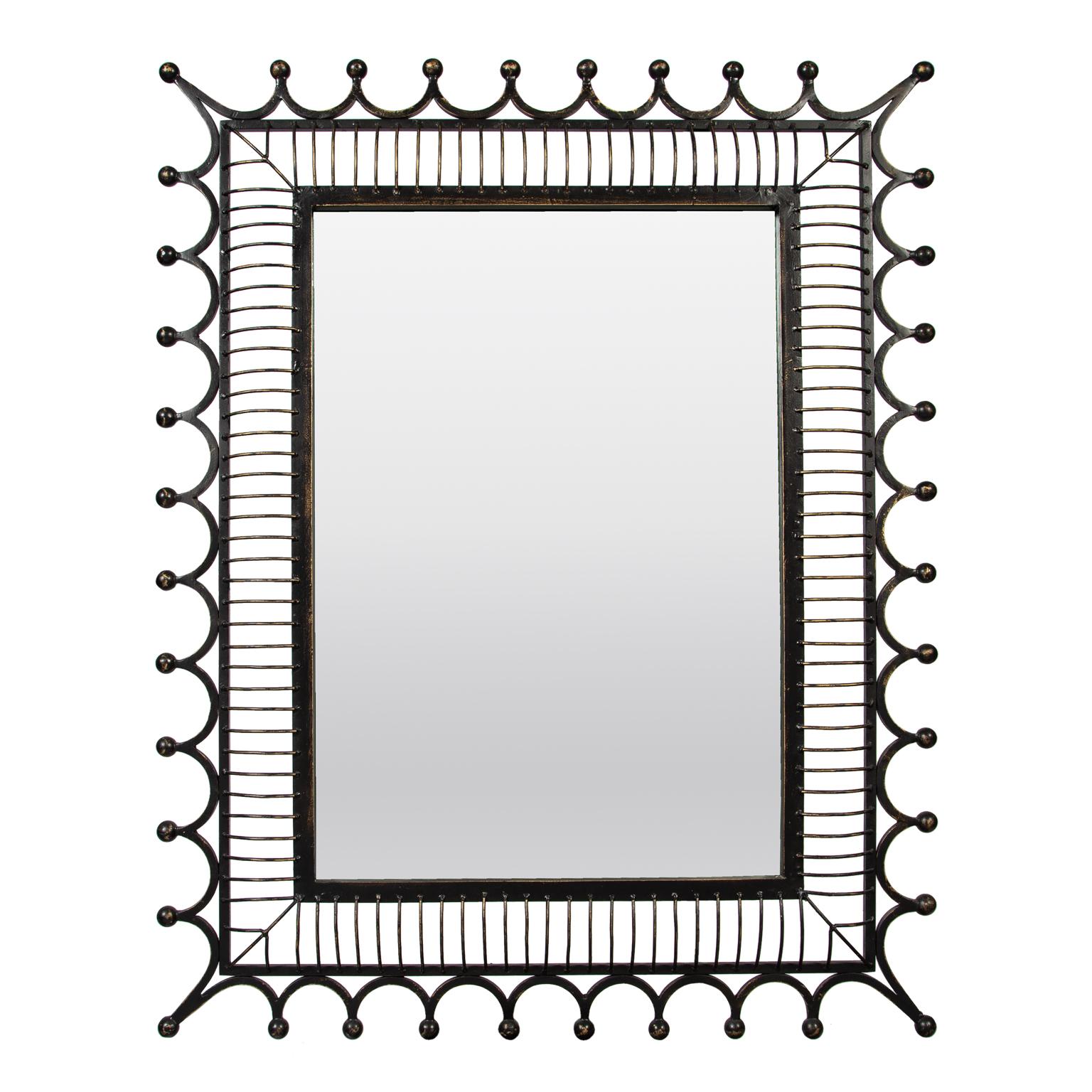 Pair of Wrought Iron Frame Mirrors In Good Condition For Sale In London, GB