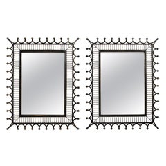 Vintage Pair of Wrought Iron Frame Mirrors