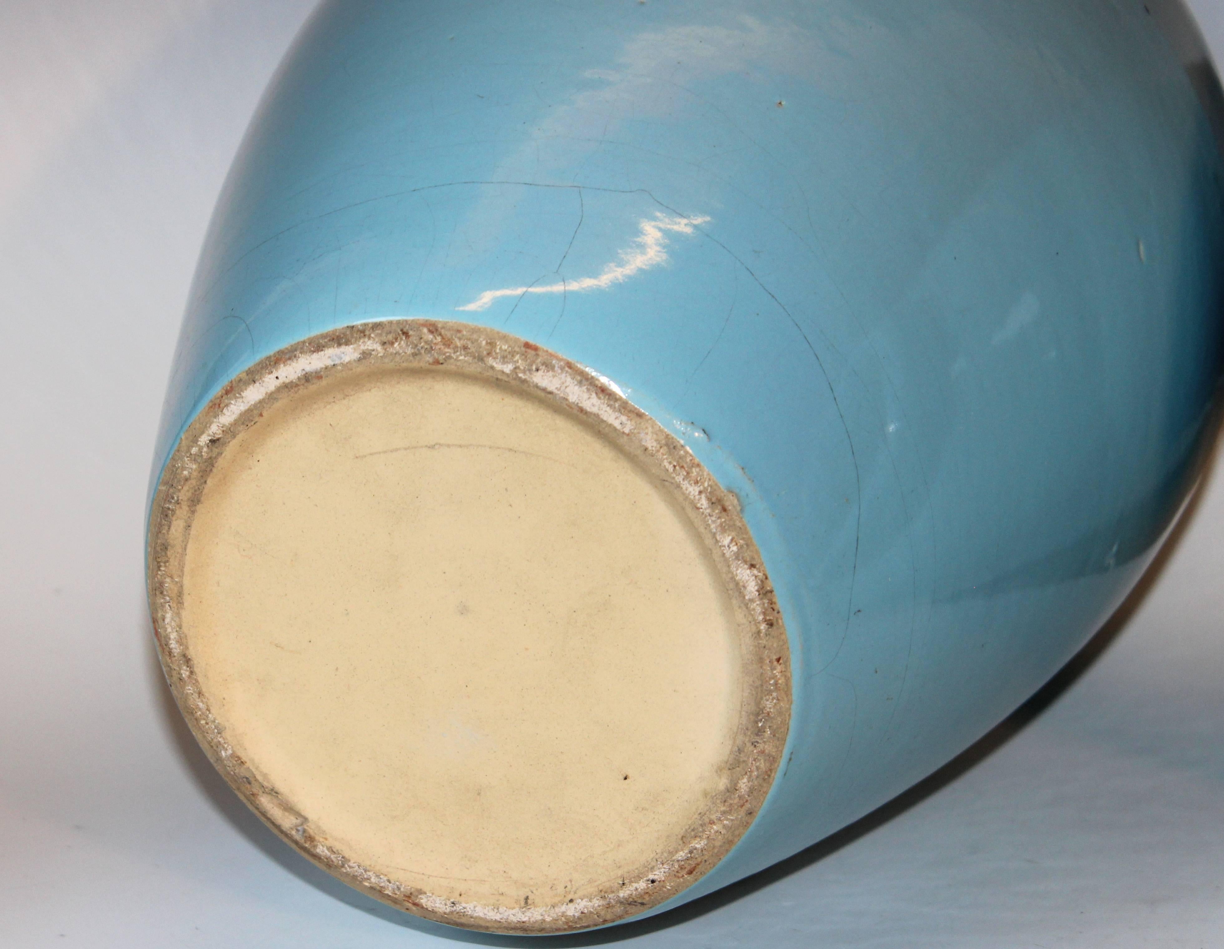 Mid-20th Century Pair of RRP CO Oil Jars Vases Sky Blue Large Vintage American Floor Pottery Urns