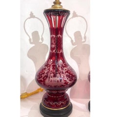 Pair of Rubi Red Glass Lamps