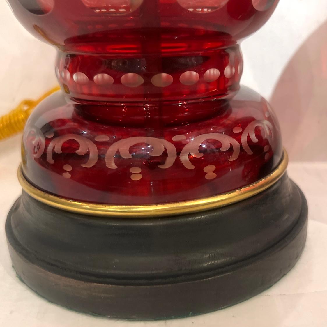 Paire de lampes en verre rouge Rubi en vente 1
