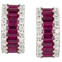 Pair of Rubie and Diamond Huggie Earrings