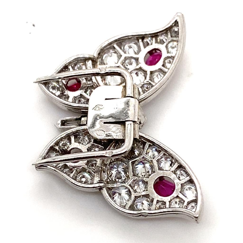 Pair of Ruby and Diamond Butterfly Brooches, by Suzanne Belperron  For Sale 2
