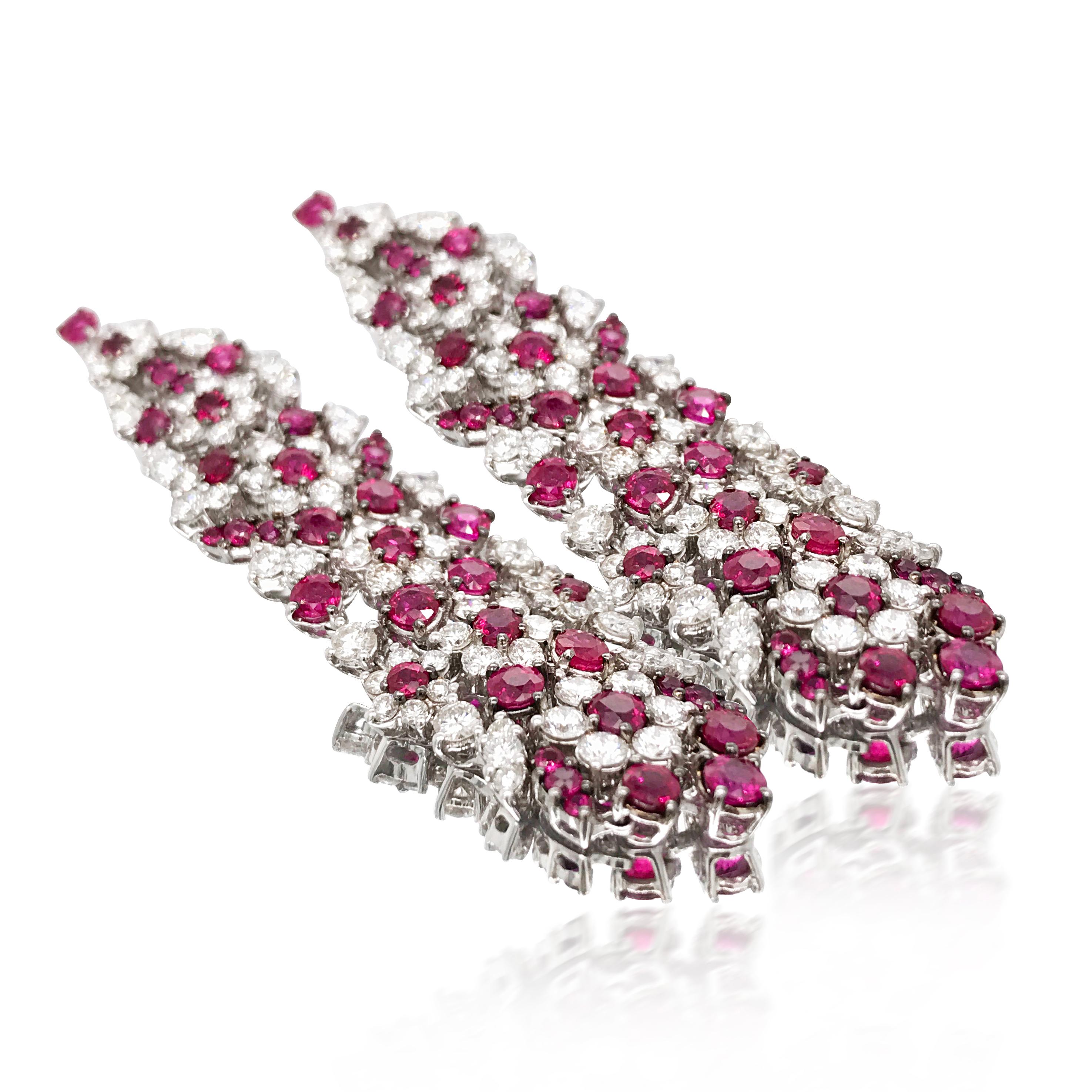 Pair of Ruby and Diamond Earrings In Excellent Condition In New York, NY