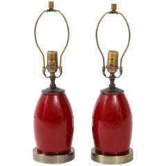 Vintage Pair of Ruby Red Lamps